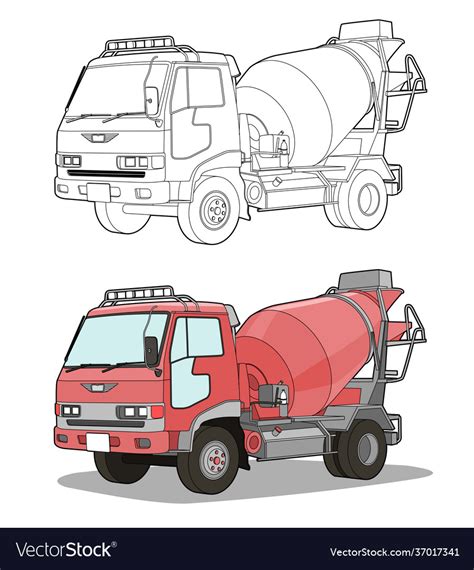 cement mixer truck cartoon coloring page  kids vector image
