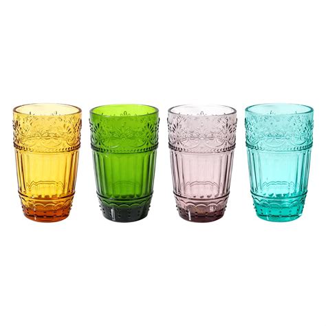 colored water glassesembossed design glass tumblers set oz