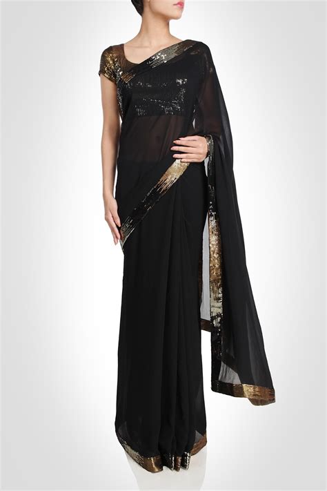 black sari enriched  sequins evening dresses beautiful saree