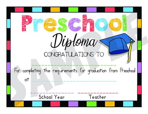 preschool graduation diploma fill   blanks  hand print etsy