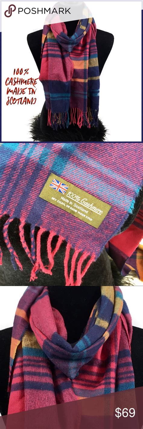 cashmere plaid scarf   scotland unisex plaid cashmere