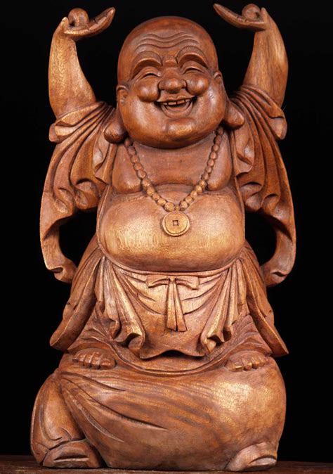 Sold Wood Fat And Happy Buddha Of Wealth 24 2bw7 Hindu