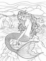 Mermaid Coloring Pages Adult Adults Sheets Book Kids Fairy Printable Mermaids Detailed Color Sea Colouring Fantasy Intricate Doverpublications Books Dover sketch template