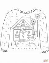 Sweater Ugly Christmas Coloring Gingerbread Pages Man Motif Printable Sweaters Color Drawing Kids Jumpers Sheets Tacky Print Adult раскраска Store sketch template