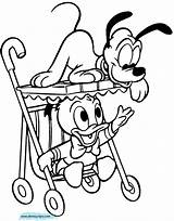 Coloring Disney Pages Babies Pluto Disneyclips Baby Stroller Printable Donald Mickey Minnie Funstuff sketch template