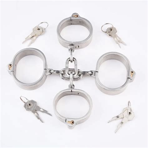 buy 2pcs set stainless steel handcuffs ankle cuff