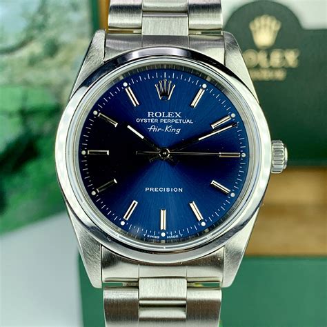 rolex air king  blue dial mm ibm reward engraved awadwatches