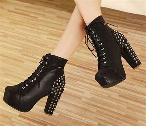 Free Shipping Fashion Sexy Tape Rivet Waterproof Thick High Heel Boots