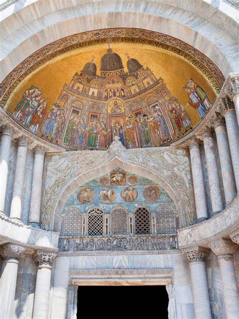 Portal Of The Basilica Of San Marco Venice Italy Stock
