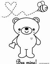 Bee Coloring Valentine Pages Printable Color sketch template