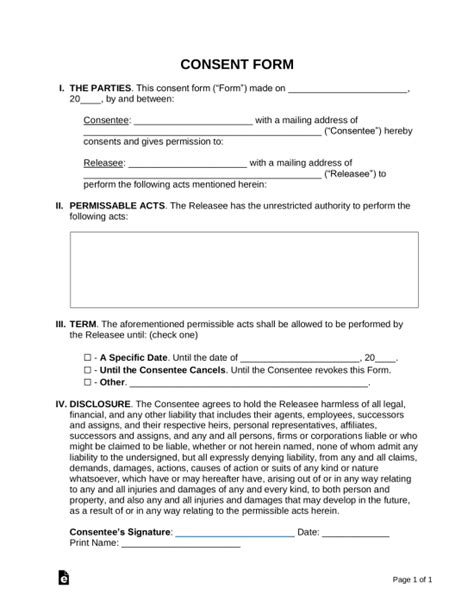 consent forms  sample  word eforms