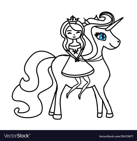 beautiful young princess  unicorn coloring book