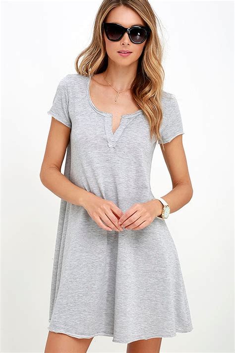 cute grey dress swing dress shirt dress short sleeve dress 41