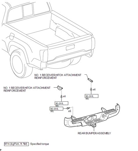 toyota tacoma   service manual components rear bumperw towing package exterior