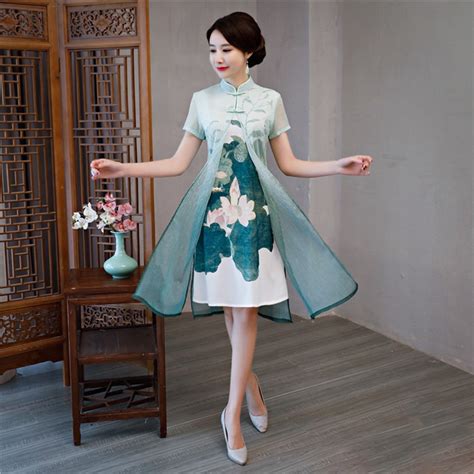 green satin sexy traditional chinese women dress new arrival flower