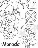 Espanhol Cores Violeta Atividades Colorear Colorea Crianças Vocabulario Actividades Atividade Pres Fichasdeprimaria sketch template