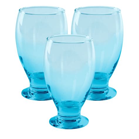 drinking glasses glass cups  oz short stem teal glass goblet