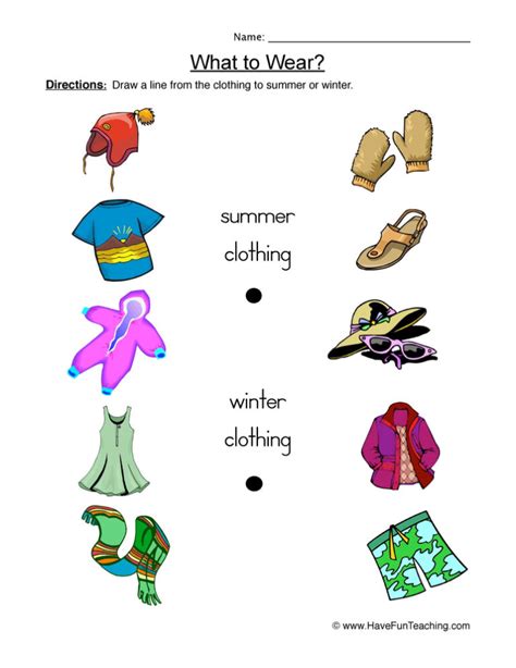 seasonal clothing worksheet  fun teaching