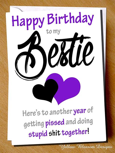 Funny Rude Comical Happy Birthday Card To My Bestie Best Friend Girls