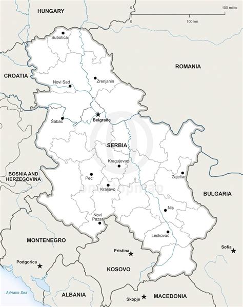 vector map  serbia political  stop map