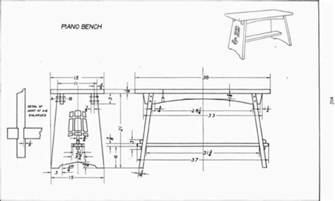 plate  piano bench mechanical drawing