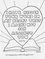 Coloring Psalm Word Pages Kids Heart 119 Bible Printable Hidden Verse Psalms Crafts School Sunday God Colouring Lord Sheets Jesus sketch template