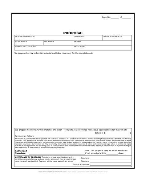 printable contractor bid forms  printable