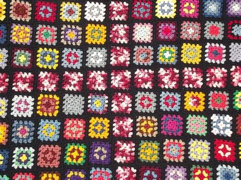 cozy vintage wool afghan throw blanket retro granny squares crochet