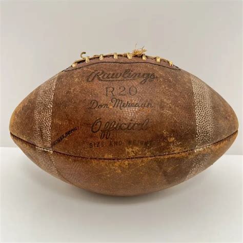 vintage rawlings  top grain leather football  usa don meredith