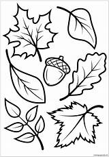 Fall Leaves Pages Coloring Acorn sketch template