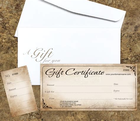 custom printed gift certificates  business pcs set etsy