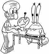 Coloring Spongebob Squidward Mr Krabs Crab Netart Sponge Squarepants Dabbing Indiaparenting sketch template