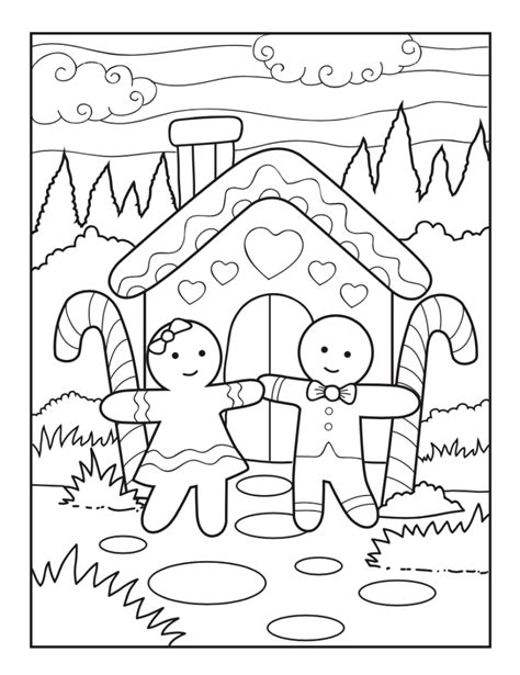 christmas gingerbread house colouring page  gingerbread house