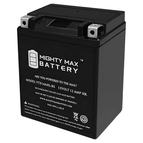 mighty max battery  volt  ah  cca rechargeable sealed lead acid sla powersport battery