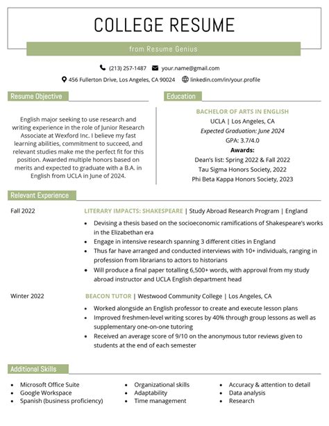 high school student resume template  college
