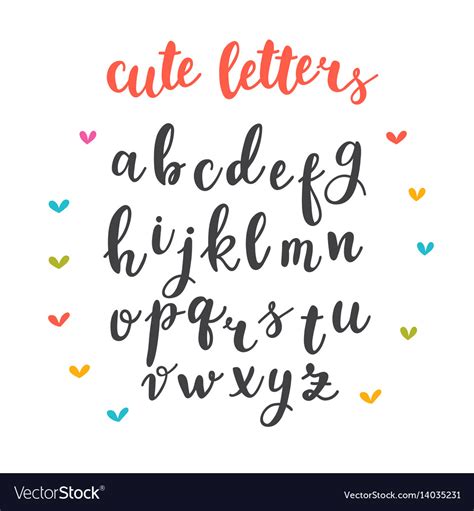 cute letters hand drawn calligraphic font vector image
