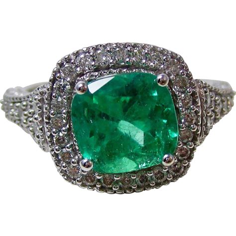 columbian emerald and diamond estate engagement wedding