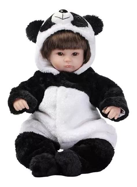 boneca bebe reborn menina fantasia urso panda linda crianca mebuscar