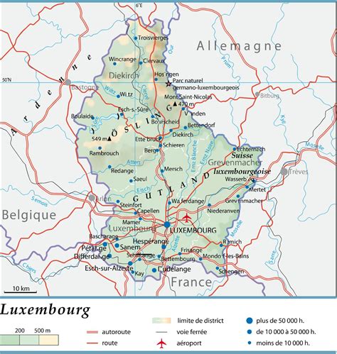 carte du luxembourg luxembourg carte du relief villes politique