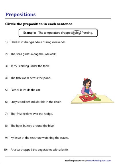 identifying prepositions  sentences worksheet