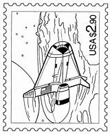 Coloring Stamp Pages Sheets Activity Space Usps Stamps Postage Flight Postal Commerative Template sketch template