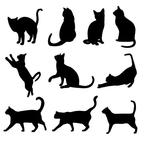 cute cat silhouette vector art icons  graphics