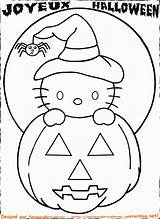 Coloring Kitty Halloween Hello Pages Comments Coloringhome Related sketch template