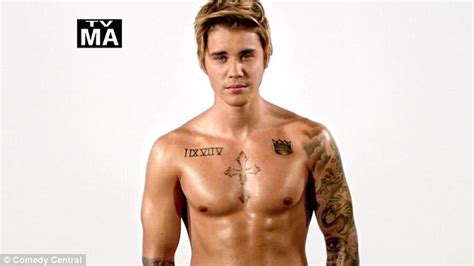 shirtless justin bieber is pelted with eggs in new comedy central promo