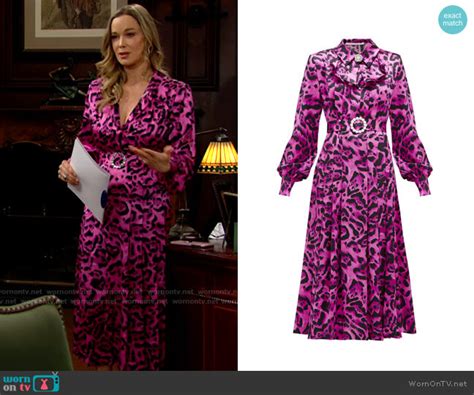 wornontv donna s pink leopard print midi dress on the bold and the