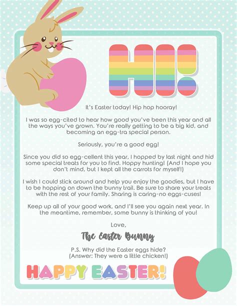 easter bunny letter template  printable printable templates