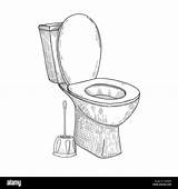 Toilet Wc Sketch Vector Alamy Stock Toiletries Isolated Bowl Other sketch template