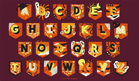 halloween alphabet garland letters pack vector
