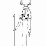 Coloring Sekhmet Deity Hathor Goddess Egypt Designlooter Drawings sketch template