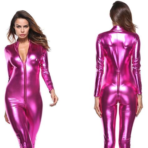 buy sexy women pu faux leather bodysuit